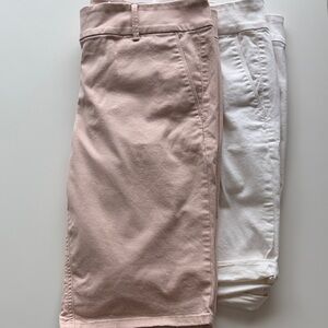 LOFT 2 pair White and Blush Pink Bermuda Shorts